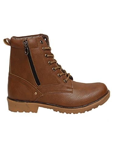 Shoe Island ® Rider-X ™ Solid Leather Tan Brown Zipper High Ankle Length Bike Riding Long Boots for Men (HB9711), Size 9 UK/India 3