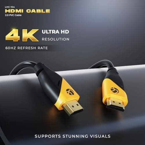 Lapcare HDMI Cable 2.0 Cable 1.5Meter | 4K@60Hz | 18Gbps Speed | ARC & 3D Support | Durable PVC | Compatible with Laptops, Desktops, Smart TVs, Projectors (LHC-104), Black 2