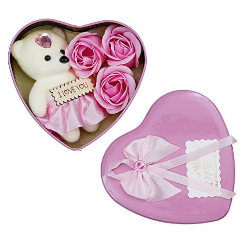 eCraftIndia Valentine Gift for Girlfriend Boyfriend | I Love You Teddy Bear Pink Roses Heart Shaped Gift Box | Valentine Day Gift for Husband Wife Her Him | Valentine Day Decoration Items 3