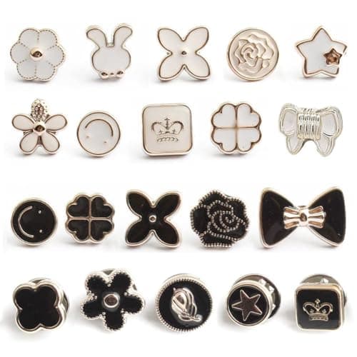 JUDEE Brooch Pins for Women - Instant Button Jeans Cover Up - Safety Enamel Pearl Pins for Shirt, Modesty, DIY Clothing, Dress, Coat (20 Pcs)