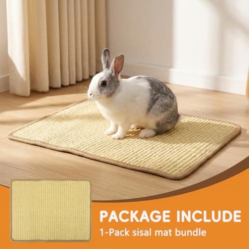 Qpets® Rabbit Cage Mat 40 x 30 cm, Natural Rattan Cooling Mat for Rabbits, Guinea Pigs & Hamsters, Woven Pet Resting Mat for Cages and Playpens 3