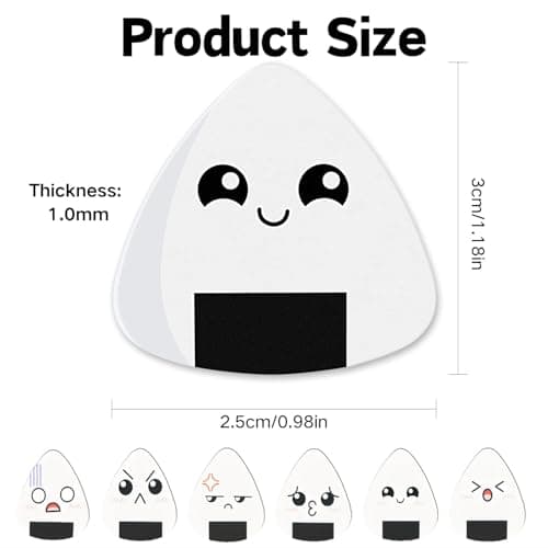 BendJoy® 12Pcs Guitar Picks - 1.0mm Heavy White Sushi Rice Balls Pattern | Premium ABS Pick for Electric, Acoustic & Bass Guitars, Ideal for Beginners and Enthusiasts 3