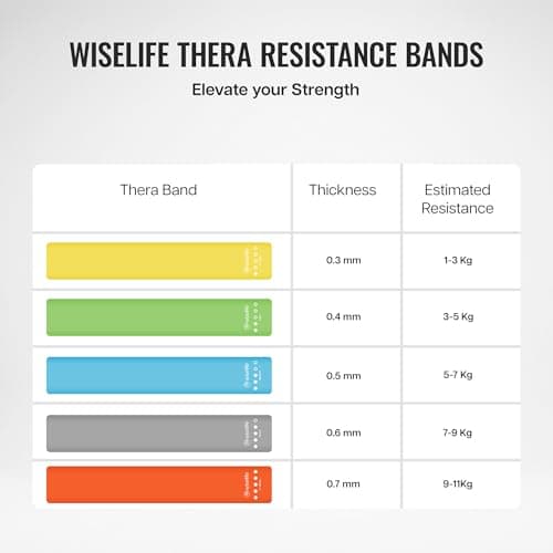 Wiselife Professional Latex Resistance Thera Band 100% Natural Latex Resistance Band | for Warm Up,Stretching,Cardio,Strength Training,Home Fitness,Exercise,Gym Workout & Yoga (Blue) 5
