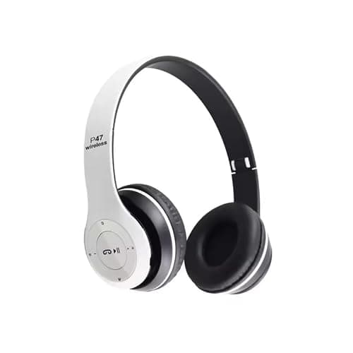 P47 Gaming Over Ear Wireless Bluetooth Headphones with Mic 6 Hours Palyback (White)
