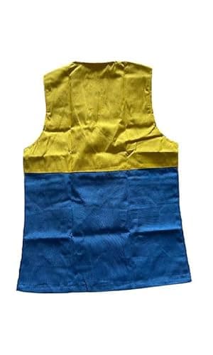 BPCL Petrol Pump Salesman Uniform Waistcoat | Sky Blue Yellow Sleeveless Workwear Jacket | Regular Fit Cotton Blend Staff Uniform with Logo for Men Women | Size 44 2