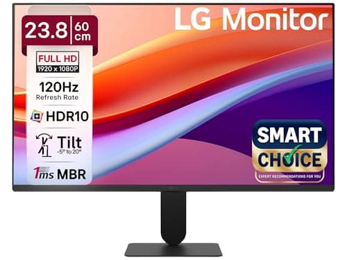 LG 24U411A-B Smartchoice 60 cm (24-inch) Full HD (1920 x 1080) IPS Monitor, 3-Side Virtually Borderless, 1ms MBR, 120Hz, sRGB 99%(Typ.), HDR10, Reader Mode, Flicker Safe, VGA, HDMI, Slim Stand, Black