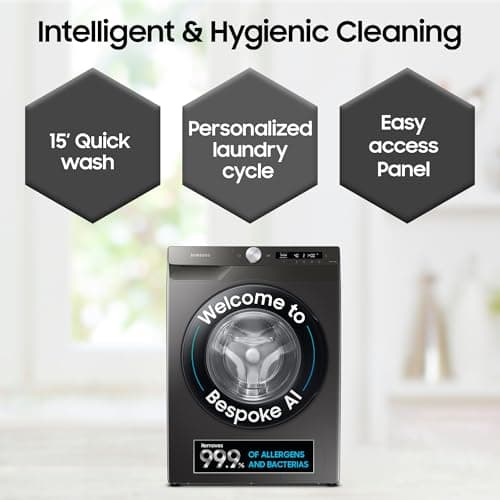 Samsung 7 kg, 5 Star, AI Control, Wi-Fi, Digital Inverter, Motor, Fully-Automatic Front Load Washing Machine (WW70T502NAN1TL, Hygiene Steam, Inox) 3