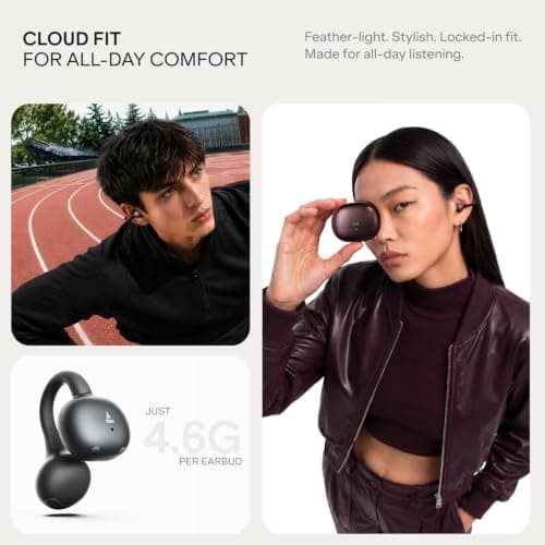 boAt Airdopes ProClip w/Air Conduction Tech, Feather-Light Earbuds, Clip-On Design, All Day Wear Comfort, Up to 52H Battery, 12mm Dynamic Drivers, App Support, BT v6.0, OWS Earbuds with mic(Silk Grey) 4