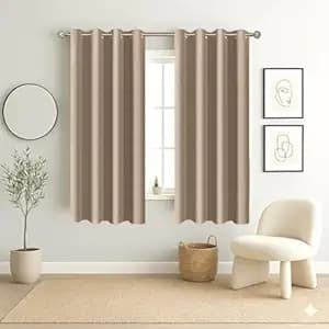 Homestan 70% Blackout Window Curtains 4 Feet Long Set of 2, Room Darkening Parda with Grommet Design for Home Decor (4x4 Feet, Biege)