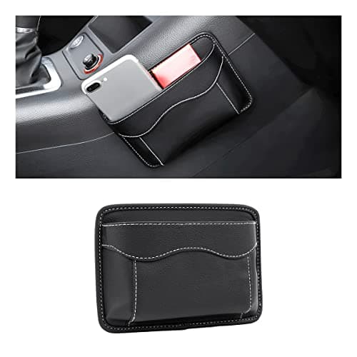 STHIRA Car Storage Organizer Pouch Handy Storage Bag Durable Pu Leather Mini Gap Automobiles Storage Bag On Side Of Seat,Self Adhesive Organizer For Phone,Keys,Accessories,Charging Cables,Black
