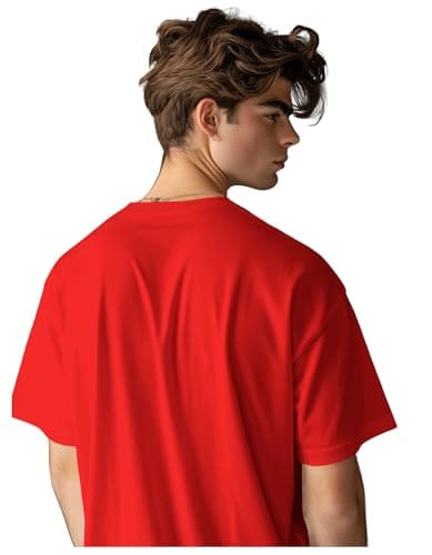 Oversized Fit T-Shirt for Men (Cotton) (in, Numeric, 44, red) 3