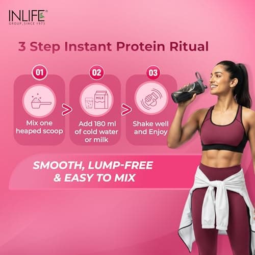 INLIFE Whey Protein for Women 23g, Shatavari Tulsi Flaxseed Omega 3 6, 21 Vitamins Minerals Digestive Enzymes, Muscle Energy & Immunity, Chocolate 500g 5