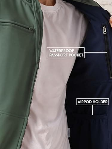 ADRO Travel Hoodie for Men | Mens Multi Utility Zipper Hoodies| 320 GSM Soft Cotton |Men's Winter Sweatshirt | Waterproof Pockets Zip-Up Jacket with Hood Eye Shade | TZH-PLN-PT-S 3