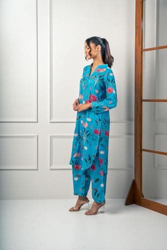 India Circus by Krsnaa Mehata Sapphire Garden Co-Ord Set Size 38 for Women Stylish Kurta Set Ethnic Printed Co-Ord Set 4