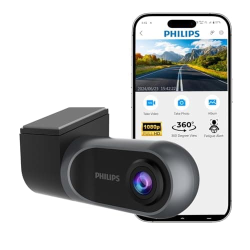 Philips GoSure 3101 Dash Cam for Car, Full HD 1080p, G-Sensor, Loop Recording, Night Vision, Wide Angle Lens, Compact Design – Black