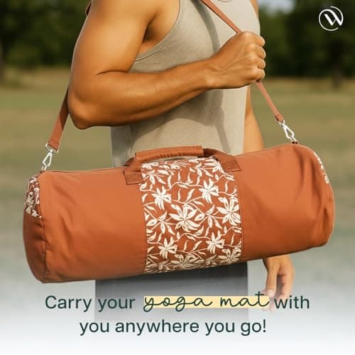 Wiselife Yoga Mat Bag for 10MM Mats – | Durable Cotton Canvas, Full Zip Closure, Adjustable Strap, Spacious Side Pocket | Yoga Mat Carry Bag for Men & Women 3