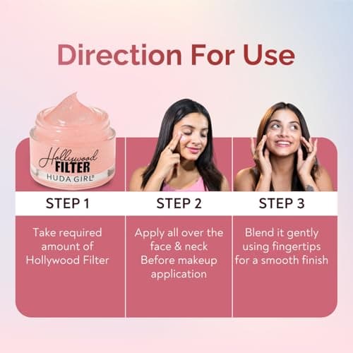 HUDA GIRL Hollywood Filter Primer for Face for Oily & Dry Skin - Glowing, Flawless & Smooth Makeup Base Finish - Blurs Fine Lines, Wrinkles & Pores Instantly - Face Primer for Women & Girl, 25ml 4
