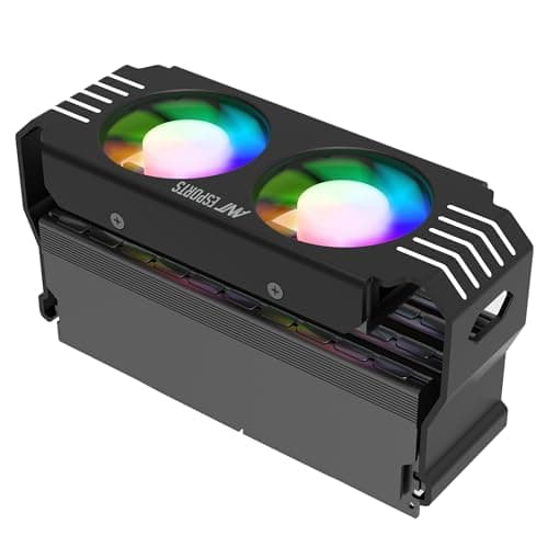 Ant Esports MMR50 RAM Cooler/Radiator Aluminum Heatsink with Dual 50mm 4-Pin PWM & 5V 3-Pin Addressable RGB Cooling Fans for 4 RAM sticks (Black) 2