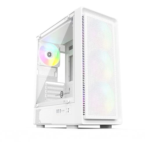 Circle Gladius M1 Mid- Tower Computer Case | Gaming Cabinet - White| Support M-ATX, ITX | Pre- Installed 3 x 120mm Front and 1 x 120mm Rear RGB Mirror Fans