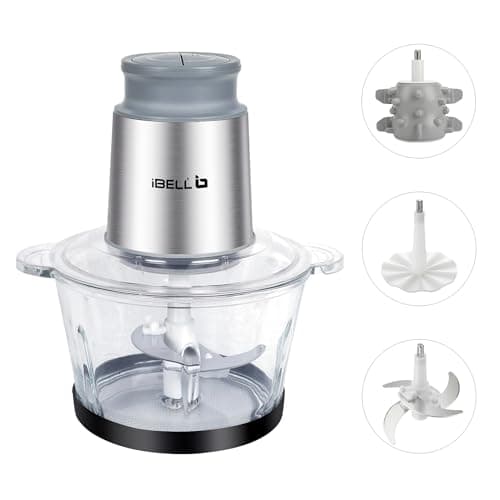 IBELL MT200GPRO Electric Chopper with 2-Yr Warranty, 700W Powerful Motor, 2L Glass Bowl, Multipurpose for Meat, Vegetables, Fruits & Nuts, Includes Garlic Peeler & Egg Whisker (Silver) 4