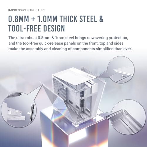 Antec C8 Aluminium ATX Mid Tower PC Case White 270 Degree Panoramic Glass Dual Chamber Design 5