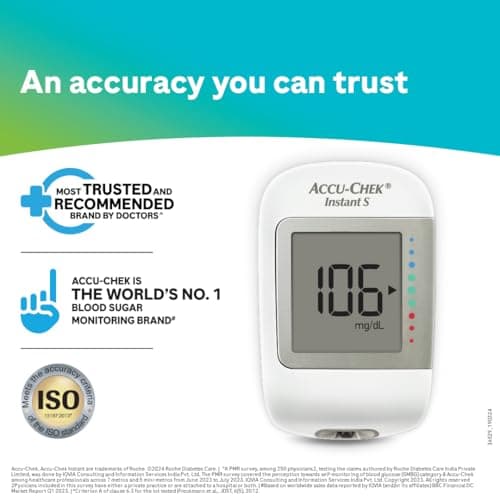 Accu-Chek Instant S Blood Glucose Glucometer Kit with Vial of 10 Strips, 10 Lancets and a Lancing Device Free for Accurate Blood Sugar Testing 5