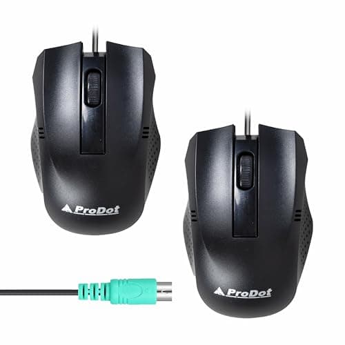 Prodot PS2 Plug & Play Ergonomic Wired Mouse I High Resolution 1000 DPI Optical Sensor I 5M Key Press Life & Clickable Scroll Wheel I 1 Year Warranty I Works with Windows, iOS, Linux (2 PC)