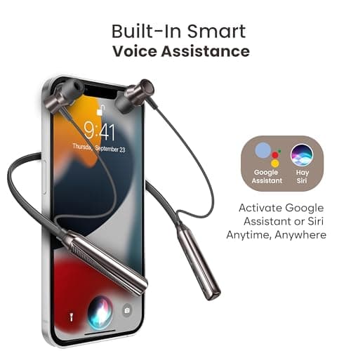 TP TROOPS Neckband Bluetooth Headphones with 50 Hours Playtime with 10mm Drivers, Rich Music Experience, Type C Charging, Bluetooth 5.3 Wireless in-Ear Earphones with Mic, Voice Assistant (Dark Grey) 3