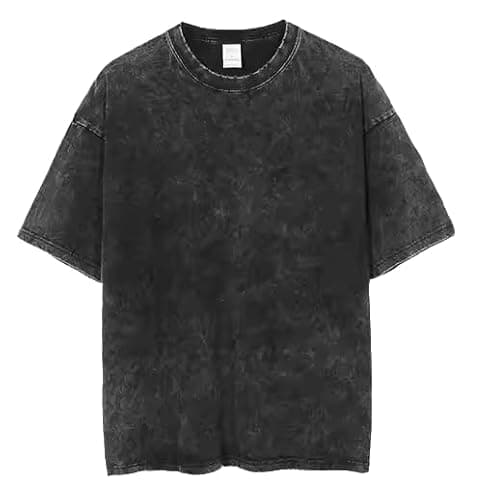 boffi ... 100% Cotton Oversized T-Shirt Unisex Drop Shoulder Dye Washed Street Look Black Pack of 1 (in, Alpha, L, Regular, Black)