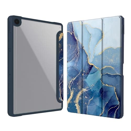 SwooK Slim Hybrid Shockproof Case for Realme Pad 10.4 Inch Tablet, Transparent Clear Back, Ultra Slim Lightweight Protective Cover with Stand (Ocean Marble)