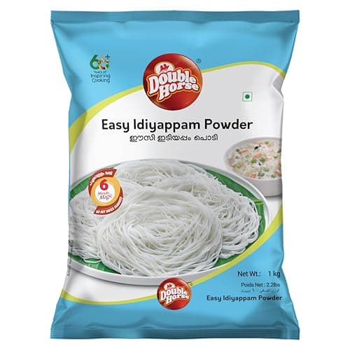 Double Horse Easy Idiyappam Powder 1Kg | Rice Flour | Export Quality |Hot Water Not Required | 6 minutes magic| Noolappam| Nool Puttu | Soft