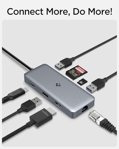 Spigen ArcDock 8-in-1 Type-C Hub with Multi Port (100W PD 3.0 4K 30Hz HDMI, 5Gbps USB-C, 2 x USB-A, Ethernet, microSD/SD Card Reader for MacBook Neo/Air/Pro and Laptops) - Dark Silver 2