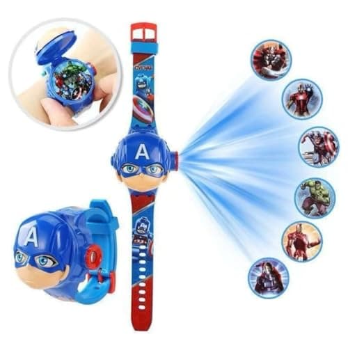 Fiddlys Kids Projection Watch Toy – Cartoon Digital Watch with 6 Image Projector, Adjustable Strap, Birthday Return Gift for Boys & Girls Age 3+ (Blue) 2