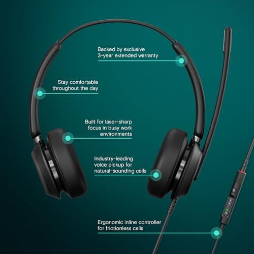EPOS Impact 760T Office In Ear Headset Â– Certified For Microsoft Teams,Noise-Cancelling,USB-C,Dual-Sided,With Adaptive Beamforming Mic,AI,Activegard,Busylight,All-Day Comfort Leatherette Earpads,Blac 2