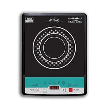 KENT Emerald Induction Cooktop 1500W|Faster Cooking With 5 Preset Options|Full Microcrystalline Glass|Adjustable Temperature Function|Overheat Protection|Safe Cooking And Easy Cleaning,Black