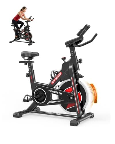 Sparnod Fitness SSB-11N Spinning Bike for Home Use, Heavy-Duty Chrome Flywheel 11kg, Silent Belt Drive, 4-Way Adjustable Seat, LCD Monitor, Adjustable Resistance with Emergency Brake, 125kg Capacity 2
