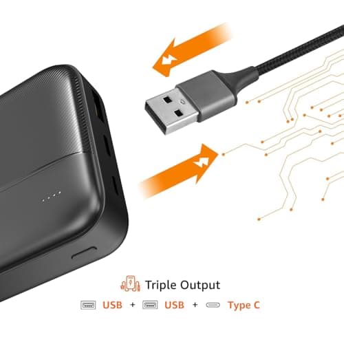 Amazon Basics 20000 mAh Power Bank | 22.5W Fast Charging | Dual Output & Input | Charge 3 Devices Simultaneously | for Smartphones, TWS Earbuds, Speakers, Tablets (Black) 3