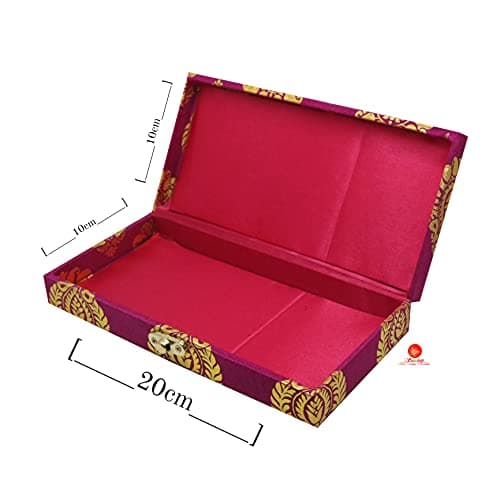 SAUDEEP INDIA Decorative Cash Box, Shagun, Gift, Jewellery, Money Envelop Wedding Gift, Set of 5, Wood;Fabric 2