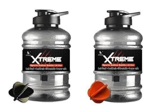 Doveaz Xtreme Sports Water Bottle For Gym, Protein Shaker Bottle, Gallon Water Bottle (1.5 Ltr) With Mixer Ball And Strainer (Pack Of 2) - Plastic, Multicolor