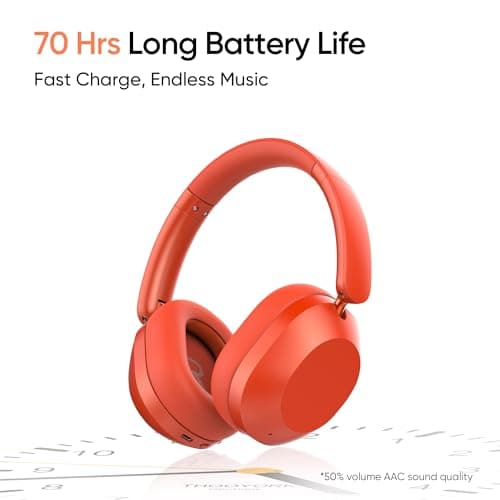 realme TechLife Studio H1 Over The Ear Over Ear Wireless Headphone with 70Hours Playtime 360° Spatial Audio, 40mm Drivers, 80ms Superlow Latency, 43 dB Adaptive ANC-Red 6