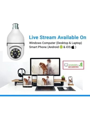 Guard Well 3MP WiFi Light Bulb Camera for Home Indoor | 360° View | Color Night Vision | Motion Detection | Two Way Audio | Wireless Home Security Camera with Mobile App V380 Pro (Light Camera) 5