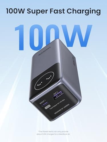 UGREEN Nexode Power Bank 12000mAh 100W PD PPS Fast Charging Portable Charger Battery Pack with 1USB-C 1USB-A and Smart Display for McBook Air/ipd/ifone 16/Galax S24/Steaam Deck/Googel etc 2