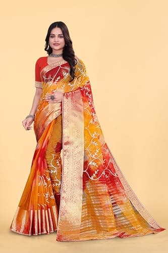 Women Saree Stylish Ethnic Style Traditional Festive Occasion Elegant Appearance Red