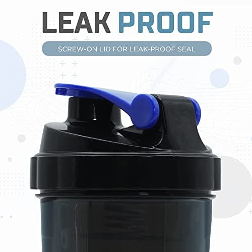 SOLARA Protein Shaker Bottle - 650 ML Gym Shaker Bottle & shakers for Protein Shake - Two Layer Extra Storage for Protein Powder & Nuts, Mobile app with 50+ Home Fitness Videos eBooks, Black & Blue 5
