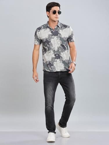 BULLMER Trendy Regular Fit Printed Half Sleeve Plus Size Shirt for Men | Men’s Shirts in Plus Sizes only Olive3 XX-Large 5