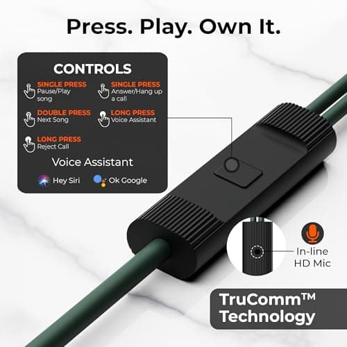 TRIGGR Zing Type-C Wired Earphones with 13mm Driver, in-line Controls, Rich Bass, Mic Wired (Combat Green, in The Ear) 5