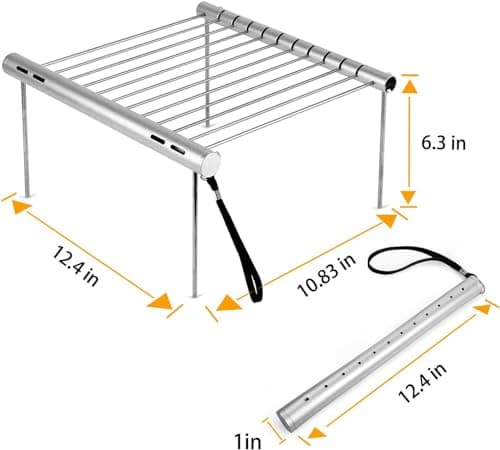 Sisliya Portable Camping Grill, Folding Compact Stainless Steel Charcoal Barbeque Grill for Picnics, Backpacking, Backyards, Survival 2