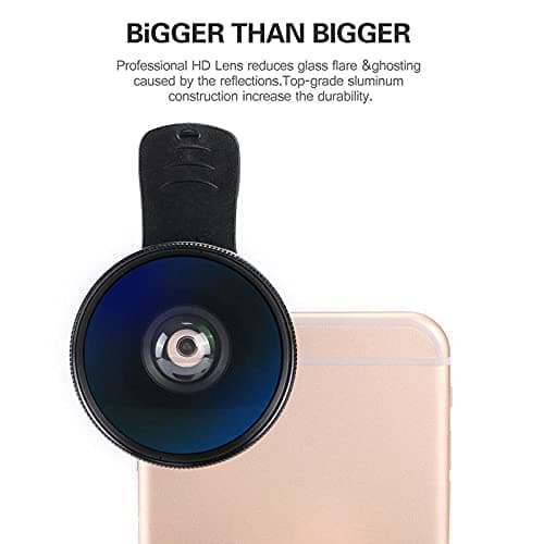 MAXXOX Mobile Camera Lens, 0.45X Super Wide Angle Lens, 15X Macro Lens, Clip-On 2 in 1 Professional Kit for TIK Tok, Vlog, YouTube, Reels Compatible with All Smartphones-(Black) 2