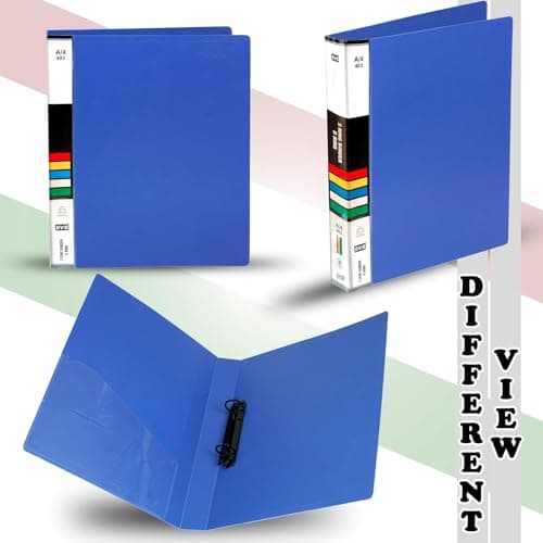 HATHIYANI Plastic File Folder 2D Ring Binder A4 Size Tough & Durable Ring Binder Box Board File(Heavy Plastic/and Color May Very)(Blue) (Pack of 4) 3