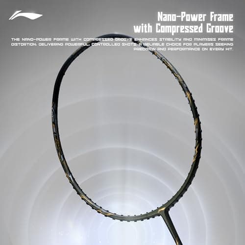 Li-Ning G-Force 3800 II Superlite Strung Badminton Racket with Full Cover | 5U | Maximum Tension ≤ 30 Lbs (Olive Green/Black) 4